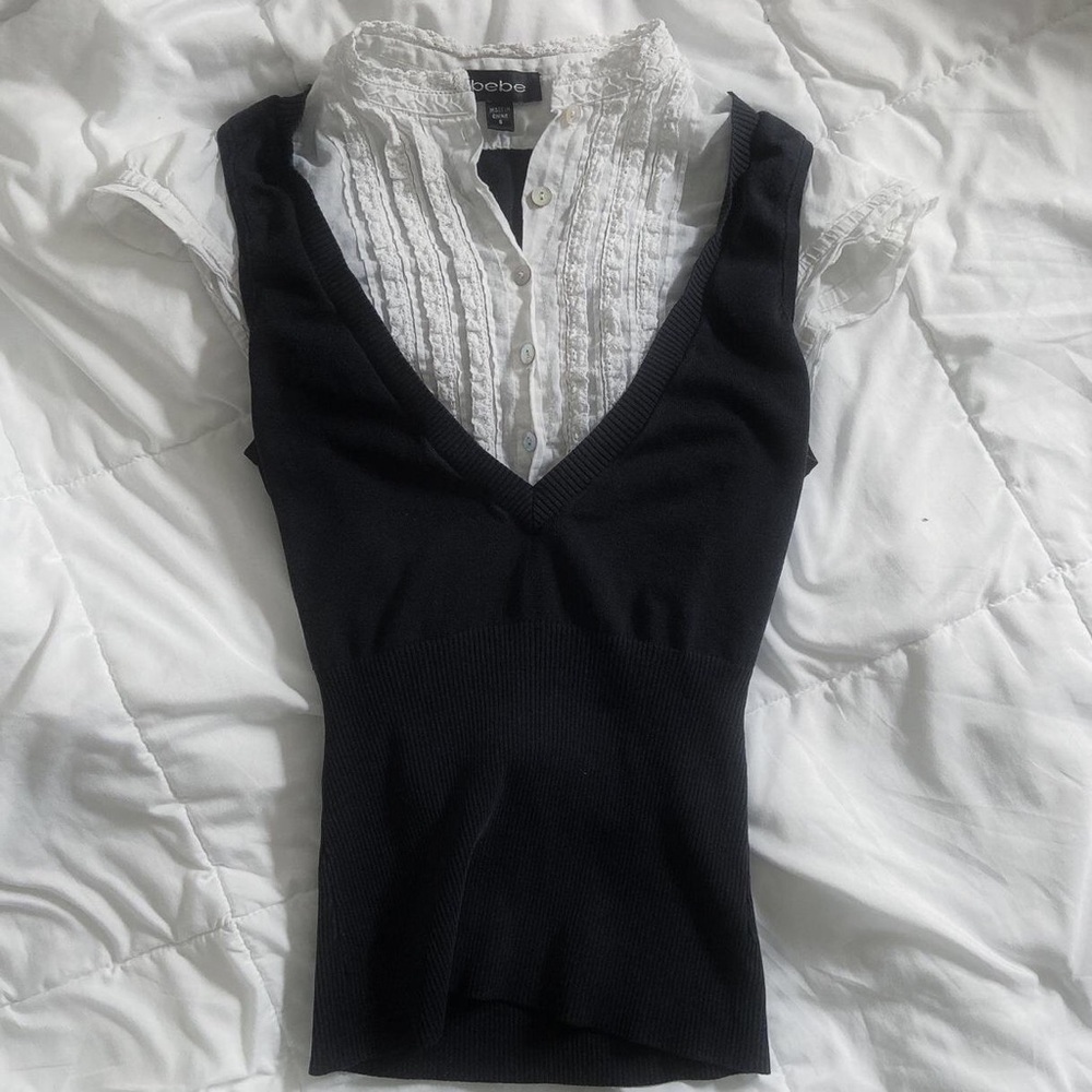 Bebe Women's Black and White Blouse